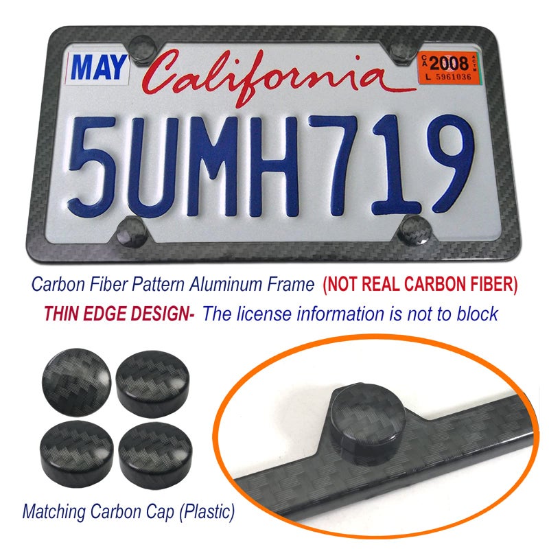 Aootf Front License Plate Mounting Kit-Universal Front Plate Holder Adapter Bumper Bracket & Carbon Fiber Style License Plate Frame, Anti-Theft Screws and Wrench Kit, for Any Vehicle Or Trailer,Truck - Image 4